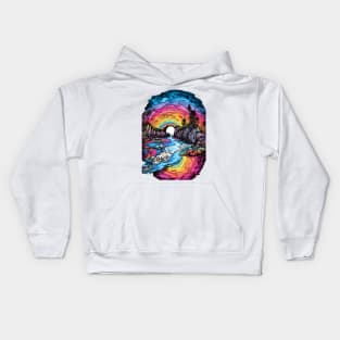 Tie Dye Coast A Vivid Coastal Design Kids Hoodie